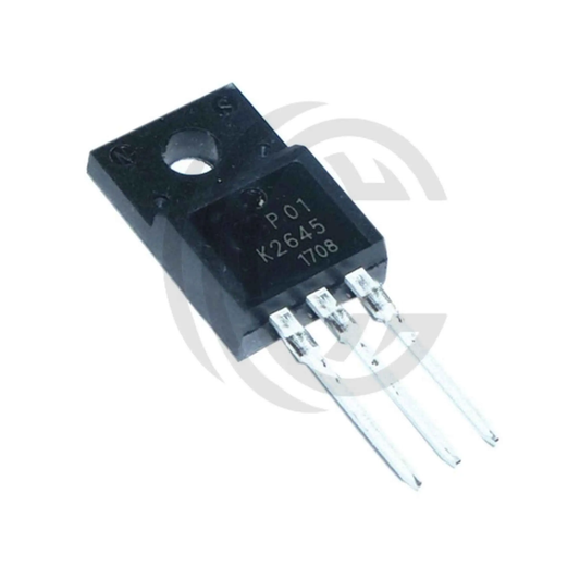 2SK2645 transistor component with three metal leads and black rectangular body