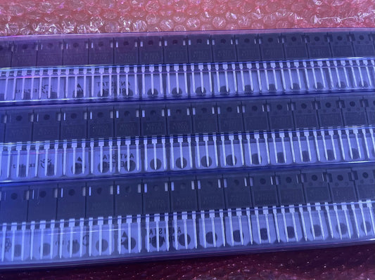 The Component Centre A75T65 electronic transistors in rows with clear protective packaging on bubble wrap