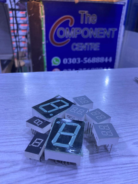LTD323P-03 single digit seven segment LED displays assortment on tabletop with The Component Centre sign