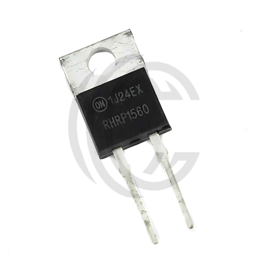 RHRP1560 electronic component transistor with two metal leads and mounting hole by The Component Centre