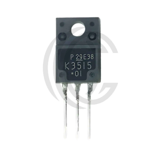 K3515 transistor with three metal legs and black rectangular body