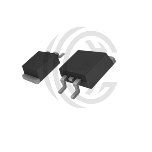 Close-up of MJD44H11 transistor components with black casing and metal leads