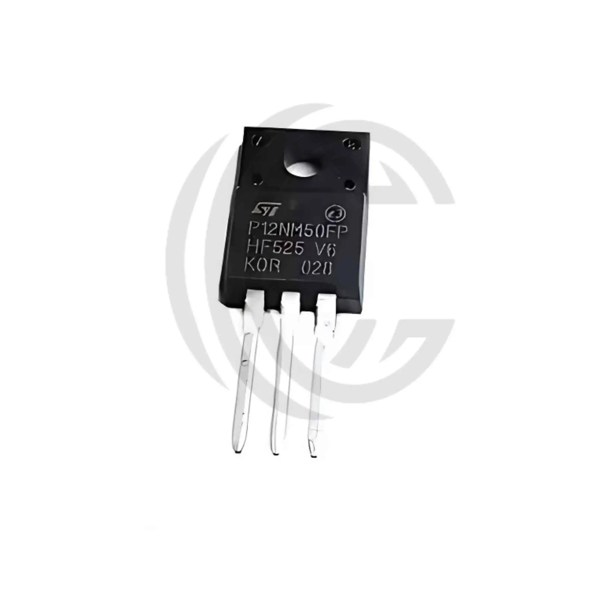 P12NM50FP power transistor electronic component with three metal pins from The Component Centre