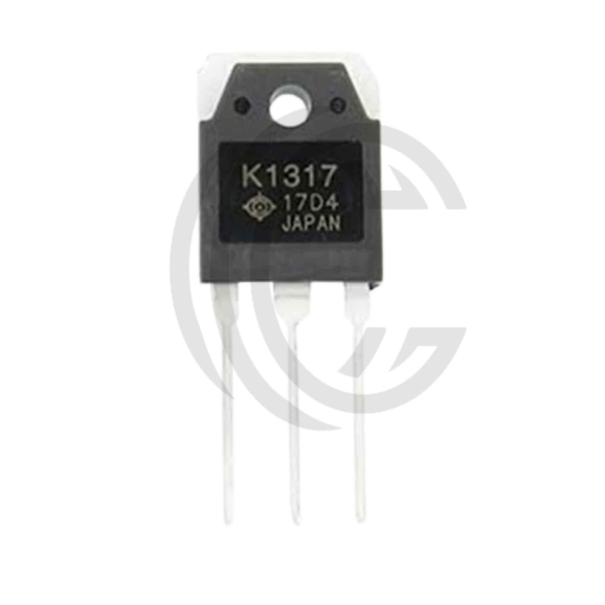 K1317 electronic transistor component with three metal leads and black rectangular body