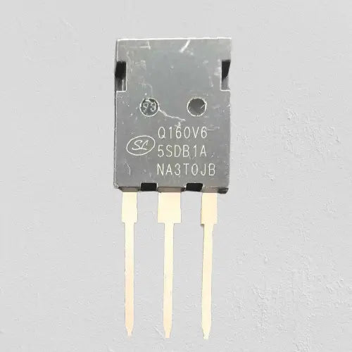 160v65 transistor component with three metal legs from The Component Centre on white background