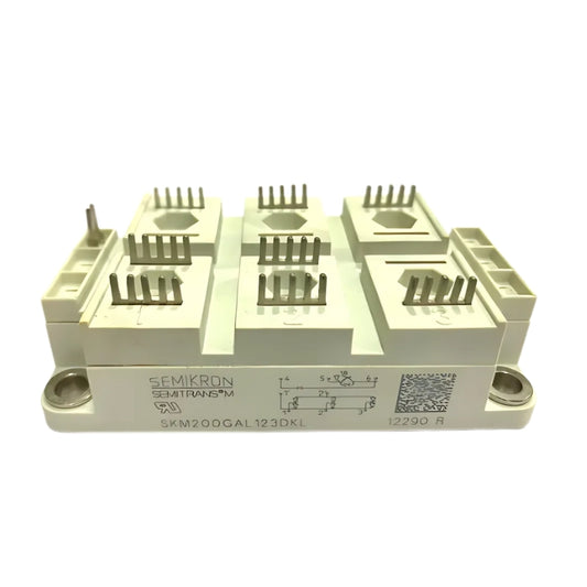 SKM200GAL123DKL power semiconductor module from The Component Centre with multiple metal connectors