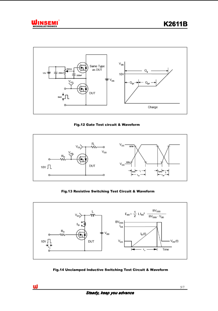 Winsemi K2611B semiconductor test circuits and waveforms schematic diagrams by The Component Centre