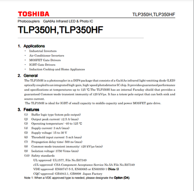 TLP350H Toshiba SMD Optocoupler Buy in Pakistan