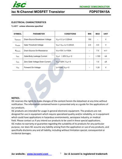 FDP075N15A 075N15 MOSFET Transistor in Pakistan