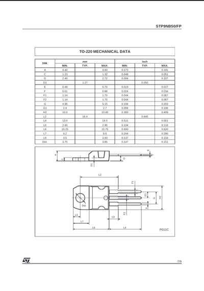 P9NB50FP Power MOSFET TO-220 | Best Price in Pakistan