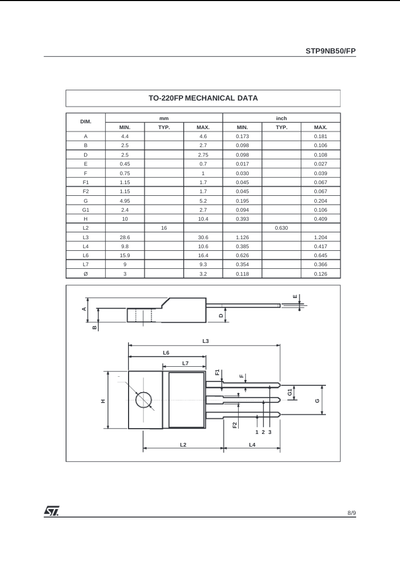 P9NB50FP Power MOSFET TO-220 | Best Price in Pakistan