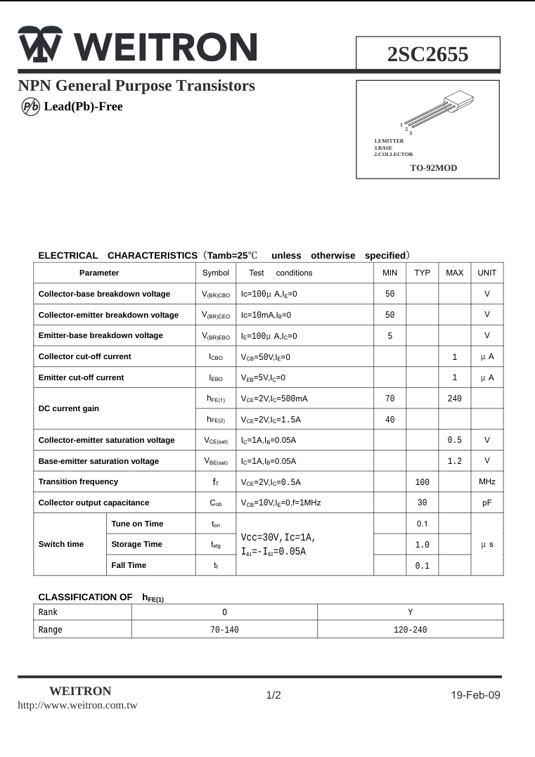 2SC2655 NPN Transistor C2655 TO-92 | Best Price in Pakistan