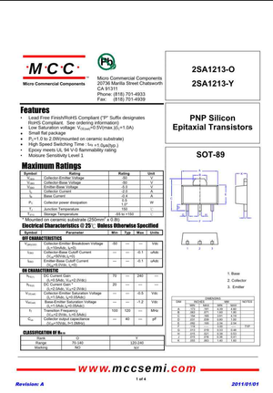 2SA1213 SOT-89 Transistor Datasheet