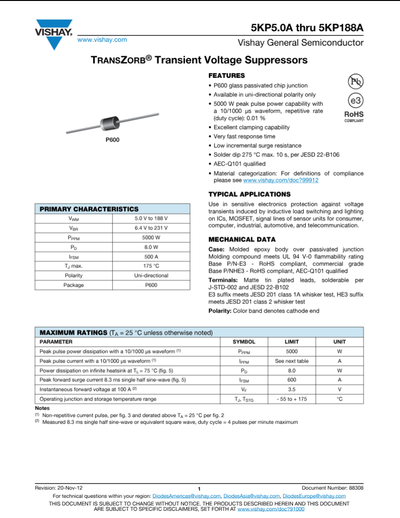 5KP54A 5KP54CA 5KP58A TVS Diode in Pakistan