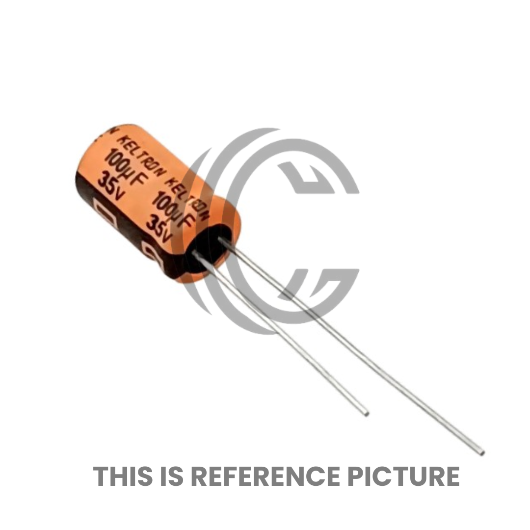 100uF 35V electrolytic capacitor with two leads from The Component Centre for electronic circuits