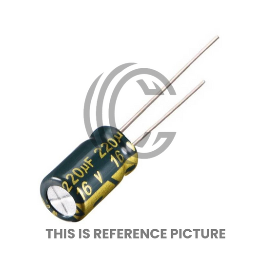 220uF 16V electrolytic capacitor with axial leads for electronic circuit application