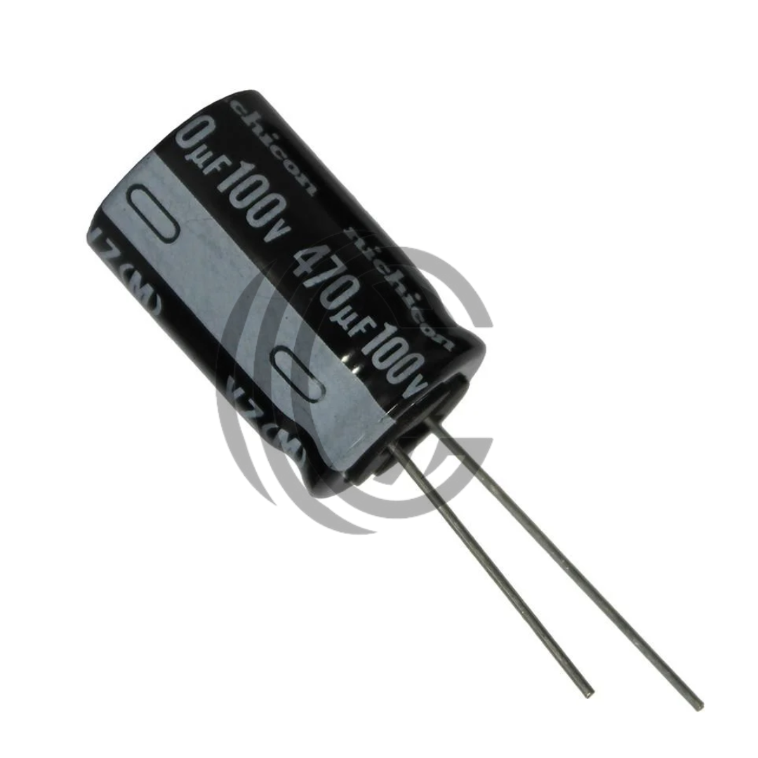 470uF 50V electrolytic capacitor with two metal leads from The Component Centre