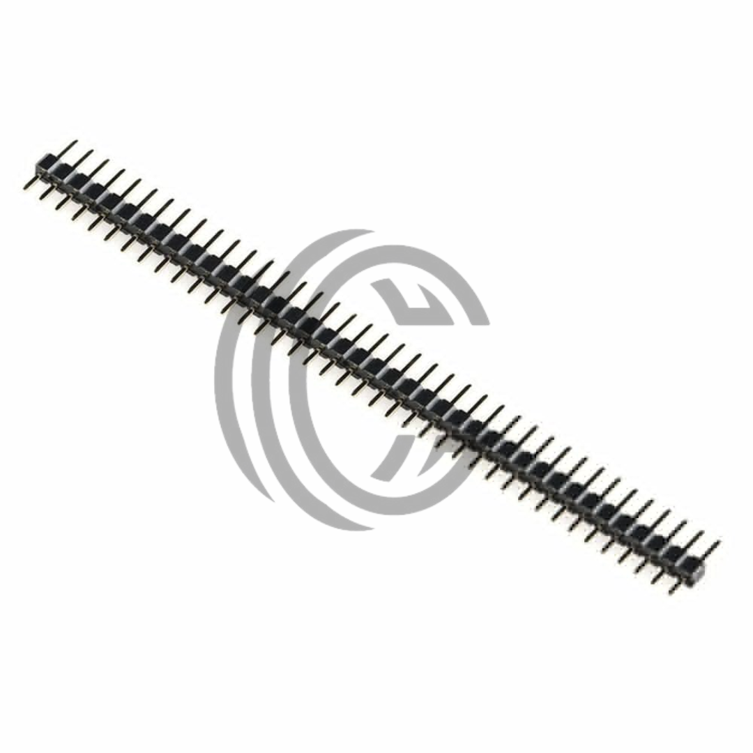 The Component Centre 40 Pin single row male header connector with black plastic base