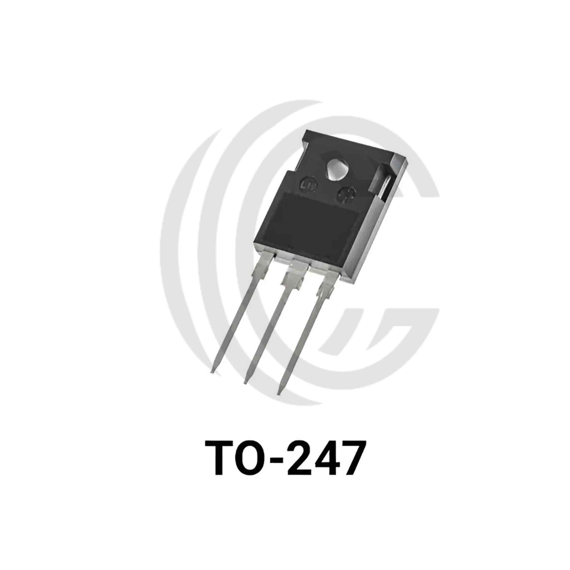 TO-247 transistor component 23N60E with three metal pins from The Component Centre
