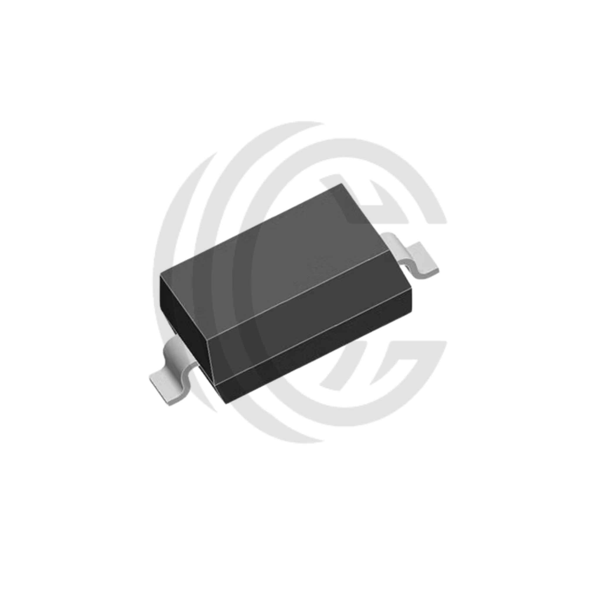 Black surface-mount diode labeled 1N4148W with two metal terminals from The Component Centre