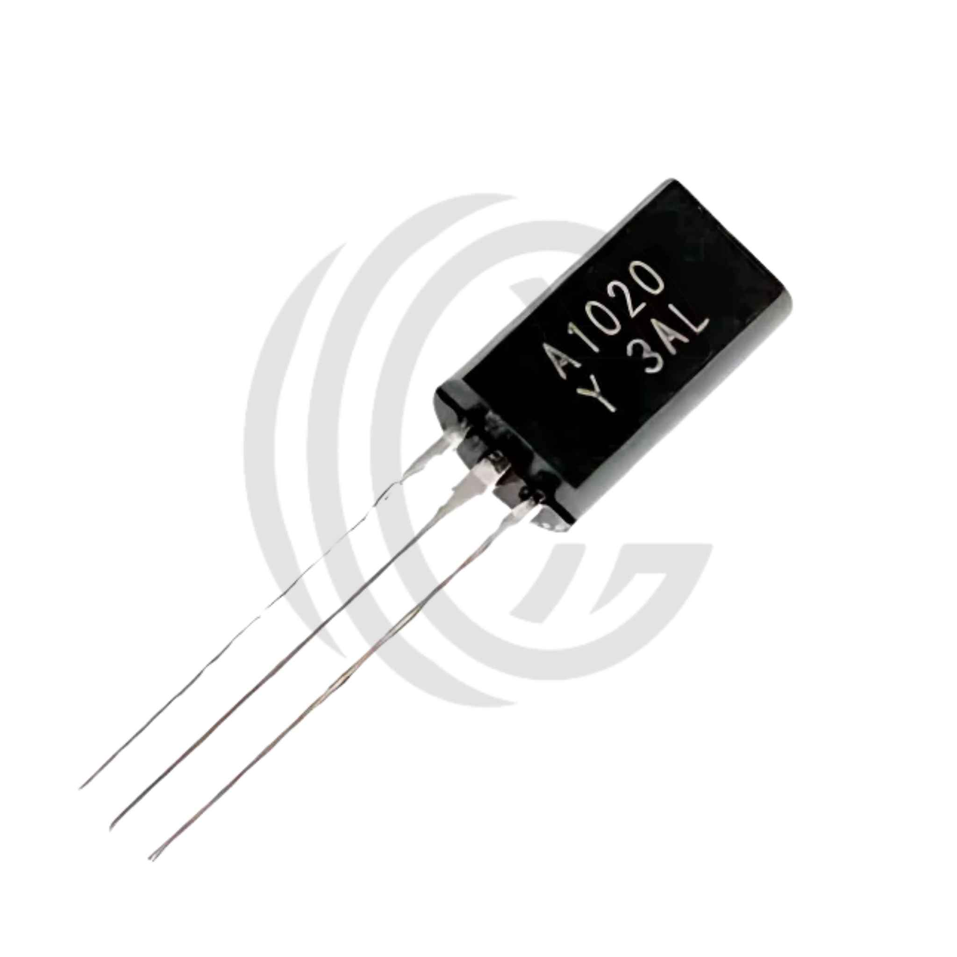 2SA1020 Toshiba PNP Bipolar Transistor component with black rectangular body and three metal leads
