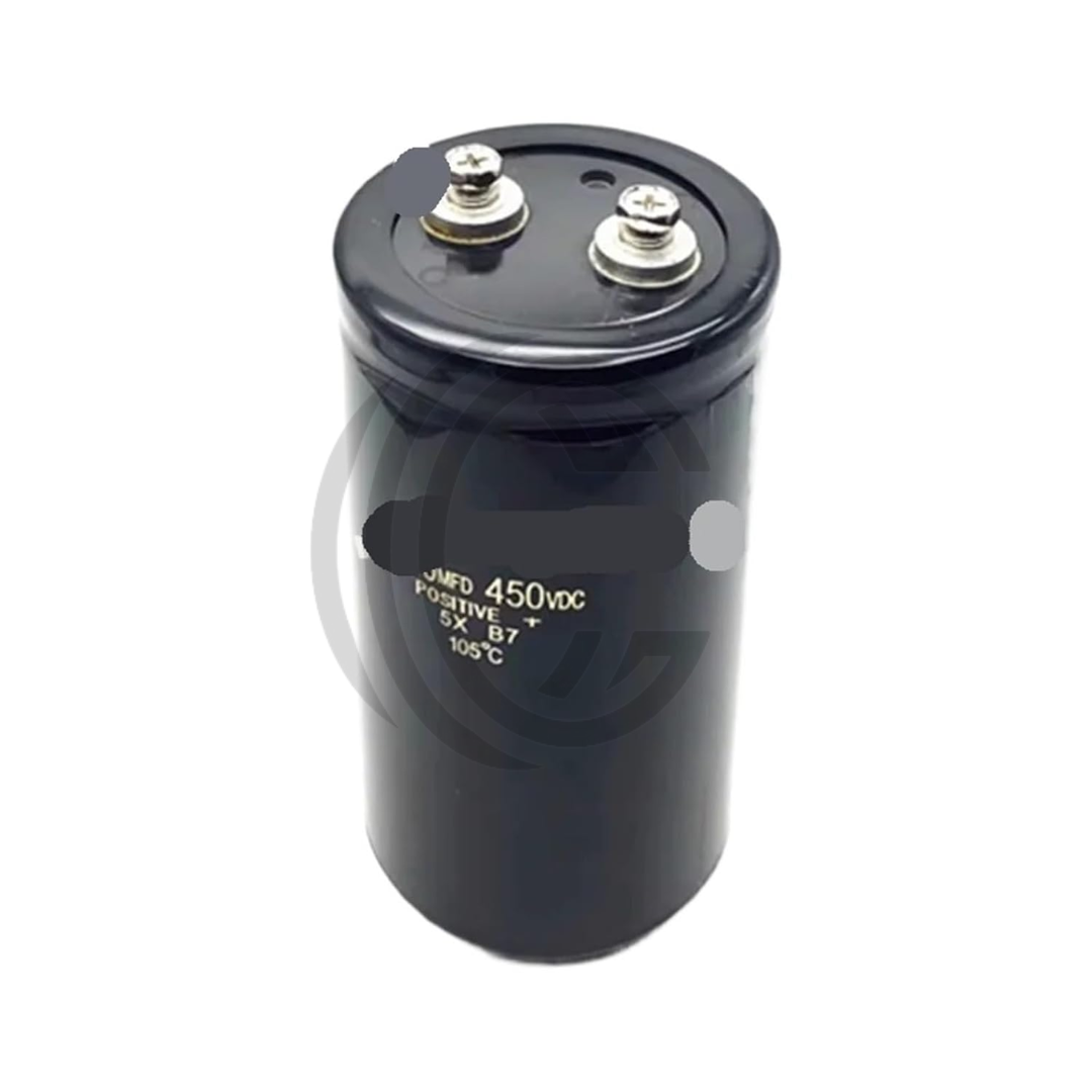Black cylindrical capacitor from The Component Centre rated 450V 12000uF with metal terminals on top