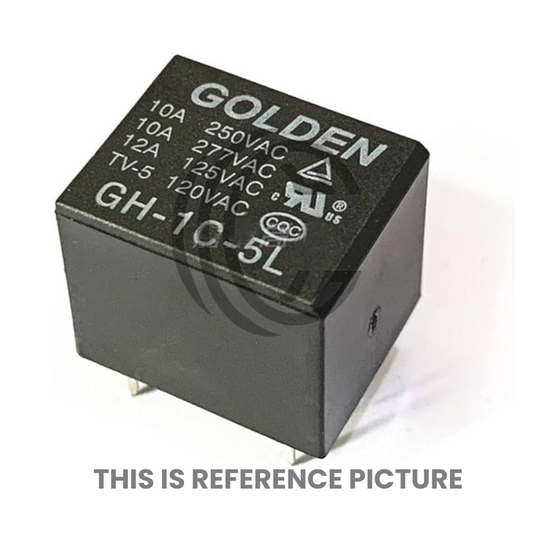 Black electrical relay component marked GH-1C-5L similar to GH-1C-12L by The Component Centre