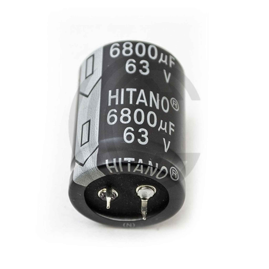 6800uF 63V Electrolytic Capacitor in black with silver markings