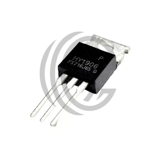 HY1906P electronic transistor component with three metal legs and black body from The Component Centre