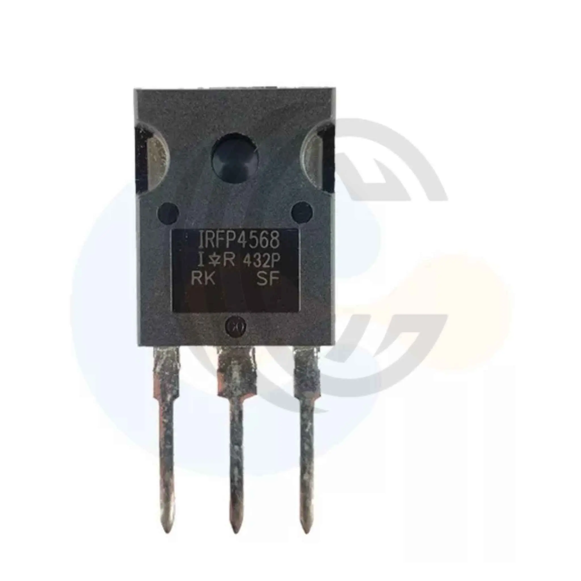 IRFP4568 transistor component with three metal legs for electronic circuit applications