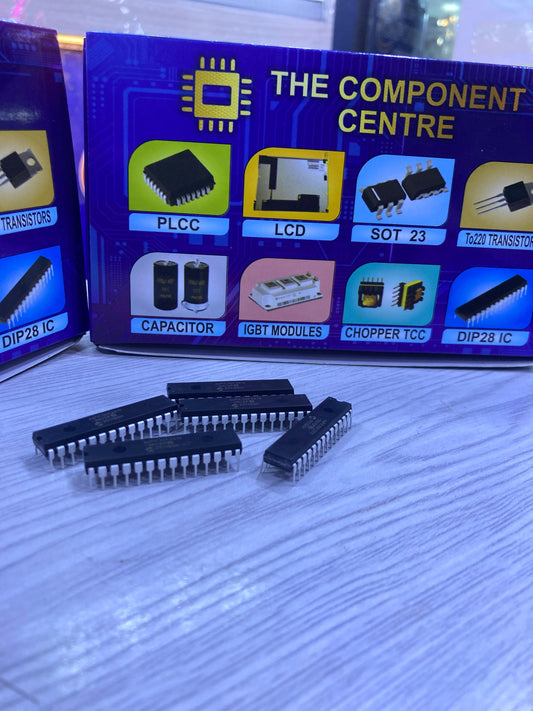 dsPIC30F2010 microcontroller chips with The Component Centre packaging in the background