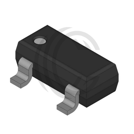 Black surface mount transistor component PMBT2907A with three bent metal leads from The Component Centre