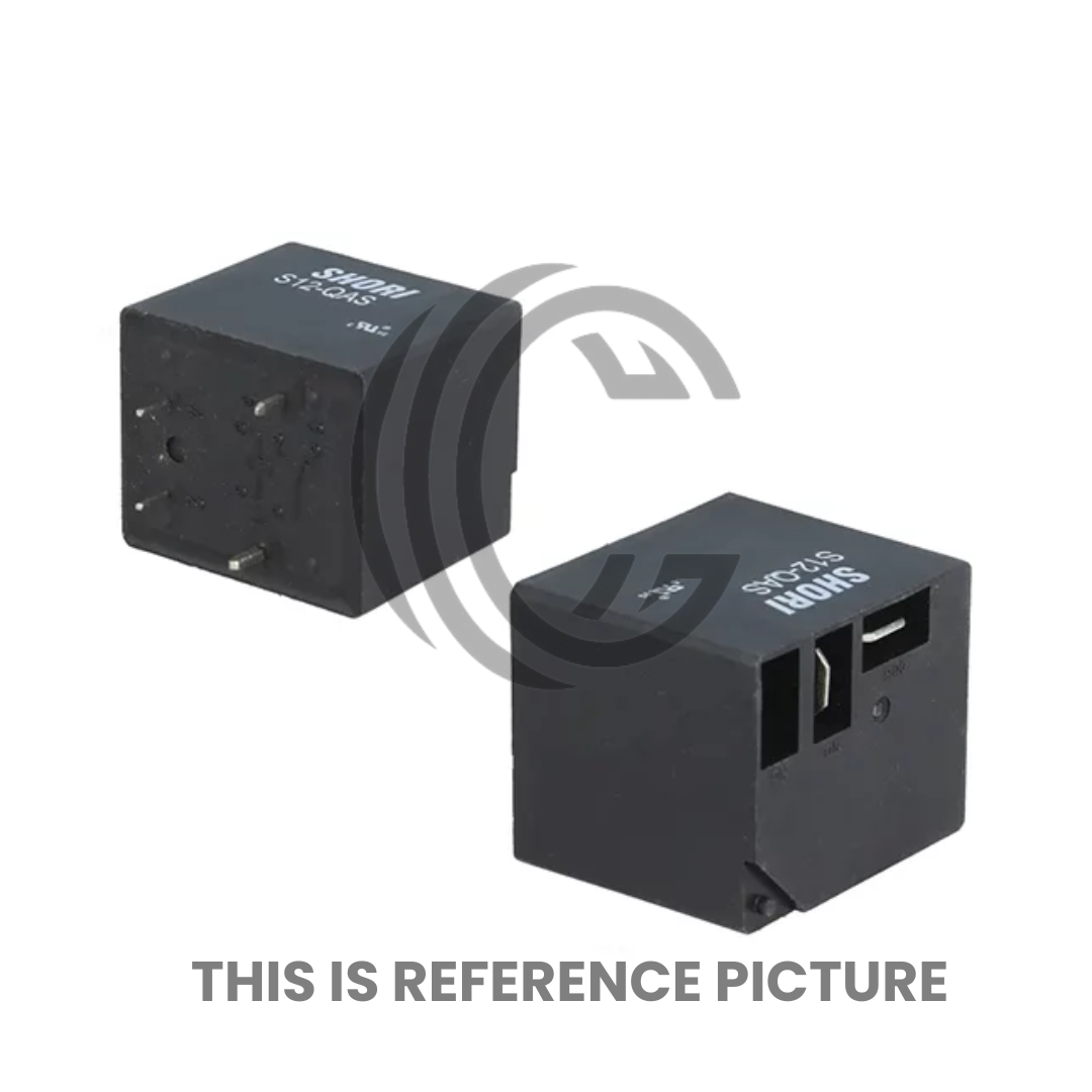S12H-PAS-12 black electrical relay component by The Component Centre shown from two angles