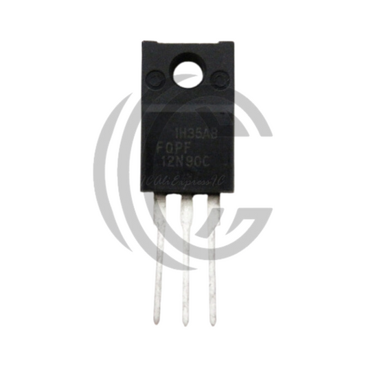 STW12NK90Z transistor component with three metal pins and black rectangular body by The Component Centre