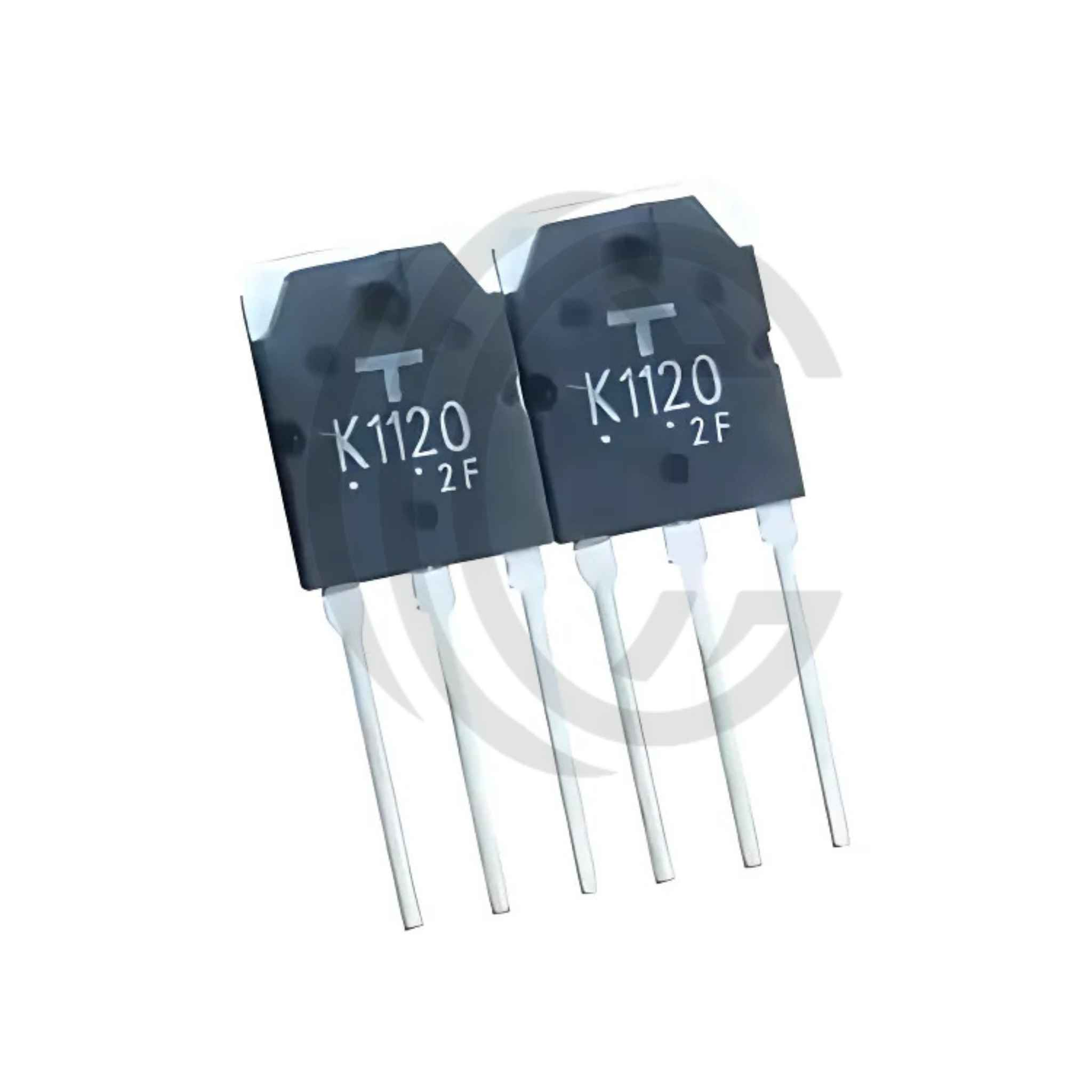 K1120 electronic transistor components with three metal leads each
