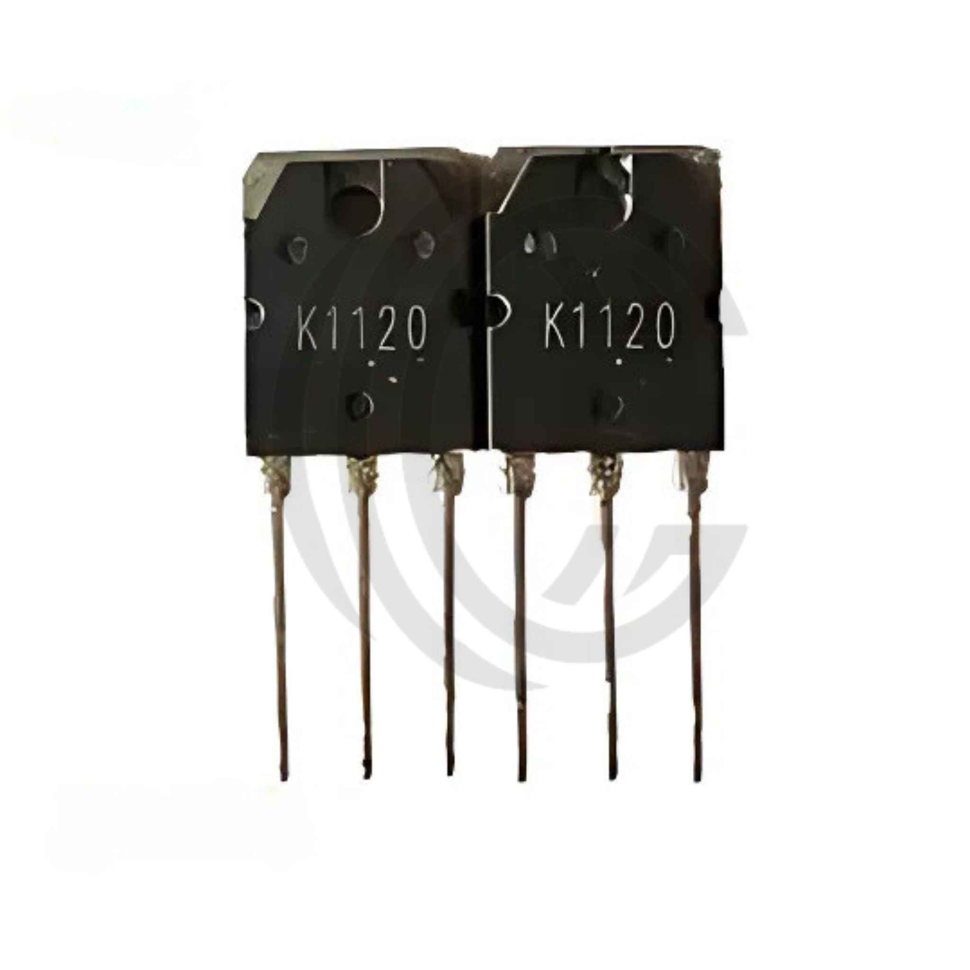 Two black electronic components with K1120 marking and metal pins