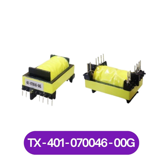 Two yellow PCB mount power transformers with multiple pins for board mounting 401-070046-00G from The Component Centre
