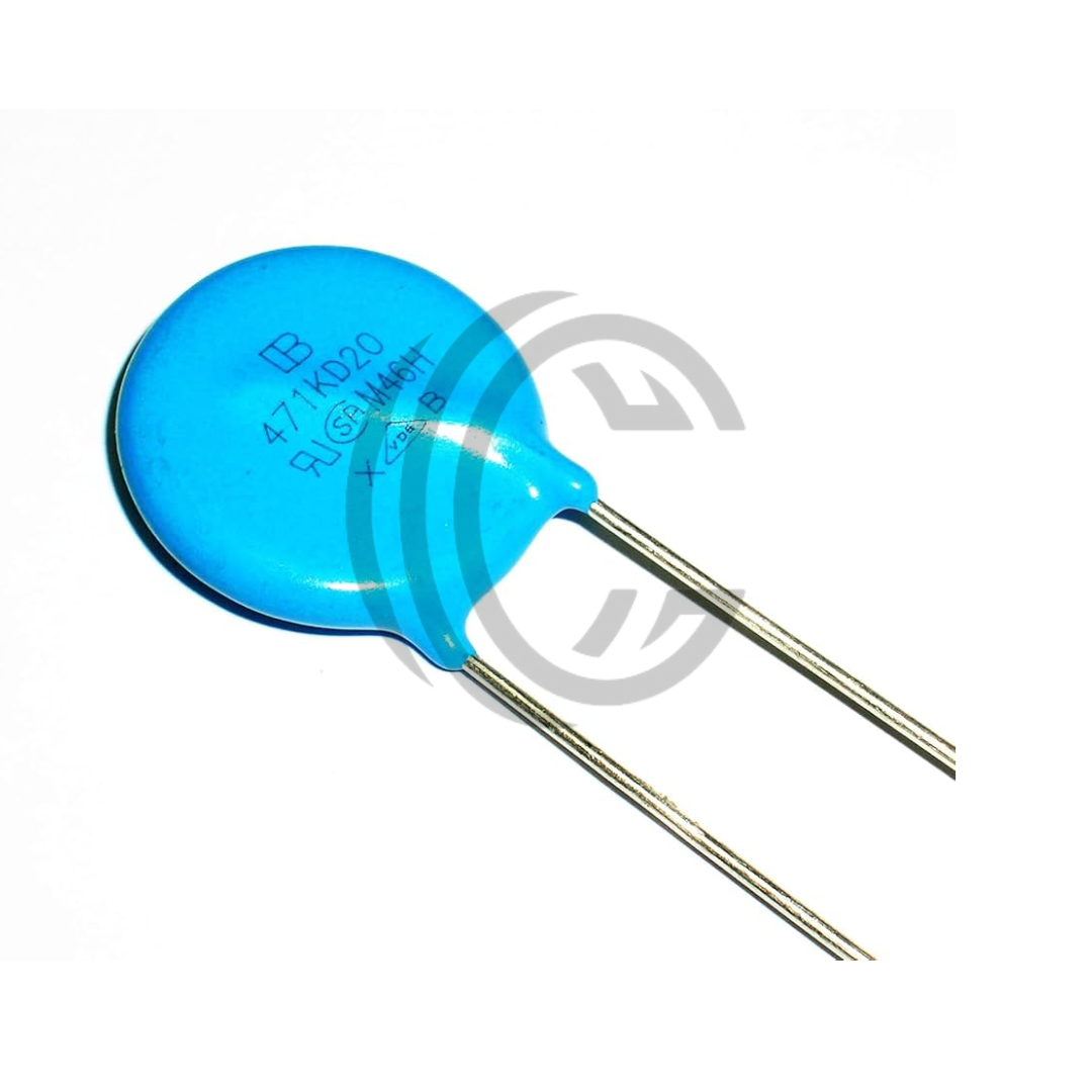 20D751K blue round disc capacitor with two metal leads from The Component Centre