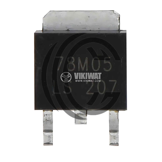 78M05 voltage regulator transistor from The Component Centre with three metal pins and black casing